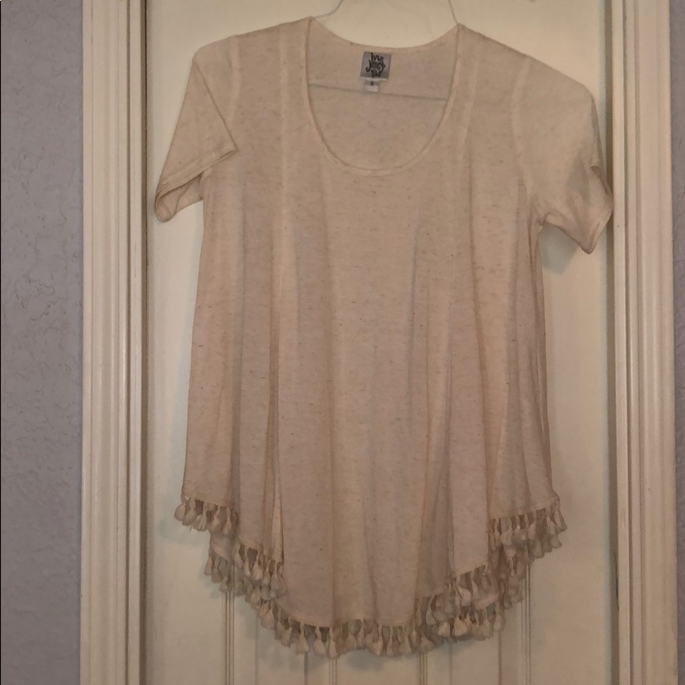Cream short sleeve tassels